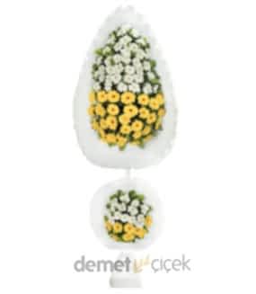 Sarı Beyaz Gerbera Çift Kat Çelenk